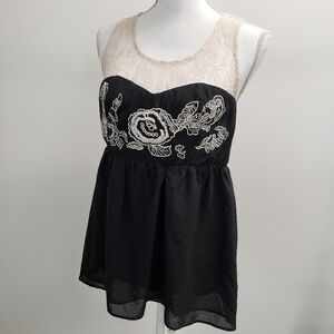 Ark & Co. Lace Floral Tank Womens Top Size Large